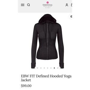 New Essential Bodywear EBW FIT Defined Hooded Yoga Jacket  Women Black S Small